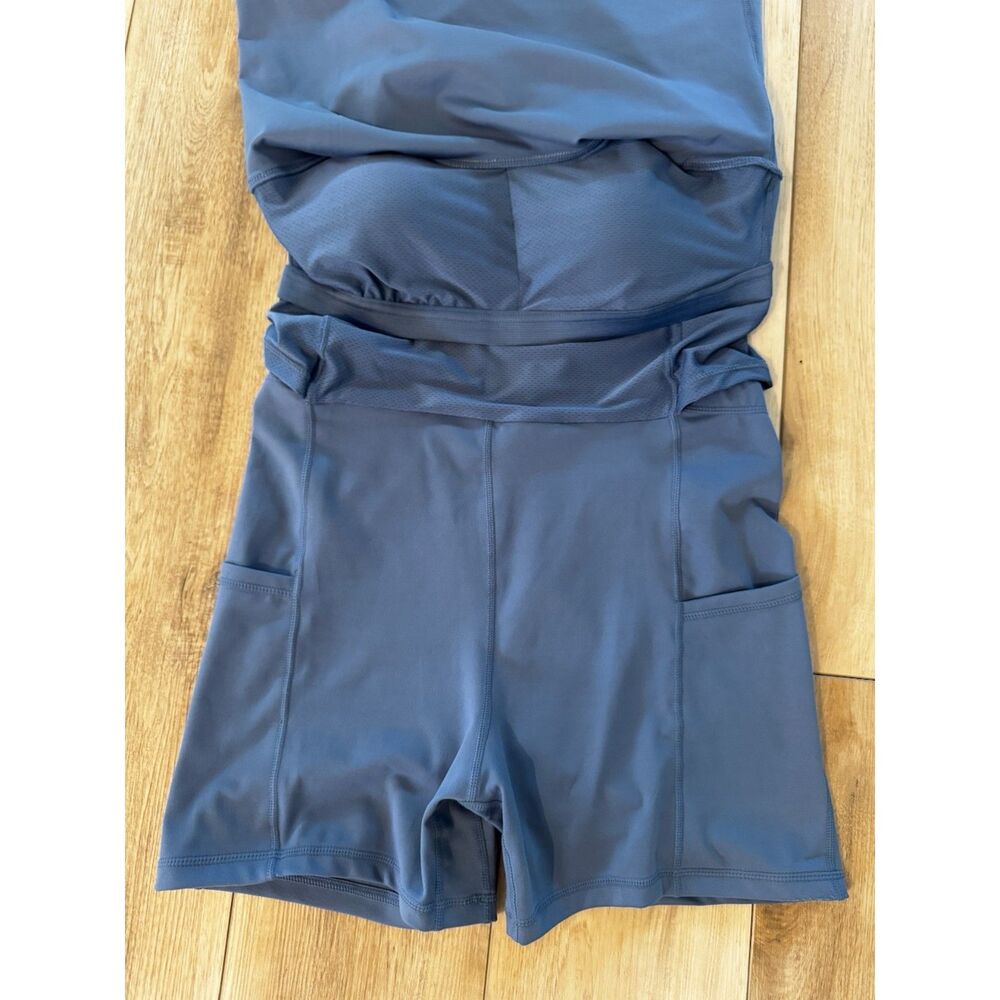 Elle Sport Blue Active Tank Dress Built In Bra Shorts Athleisure Medium - Picture 8 of 16